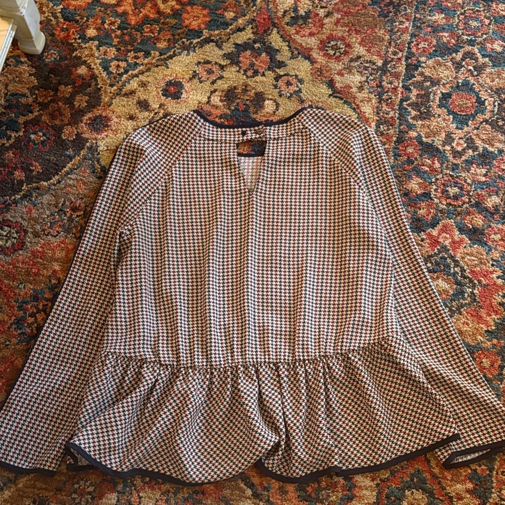 Zara Basic Multicolor Houndstooth Top - image 3